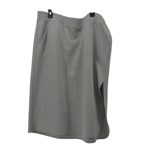 Liz Claiborne Light Gray Side Slit Midi Skirt Pockets Warm 1X - Picture 1 of 16